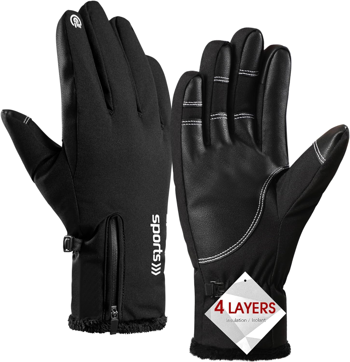 Pleneal Winter Waterproof Gloves for Men Women - Snow Ski Gloves with 10 Touchscreen Fingers & Comfortable Multiple-Layer Lining, Cycling Gloves - Image 1